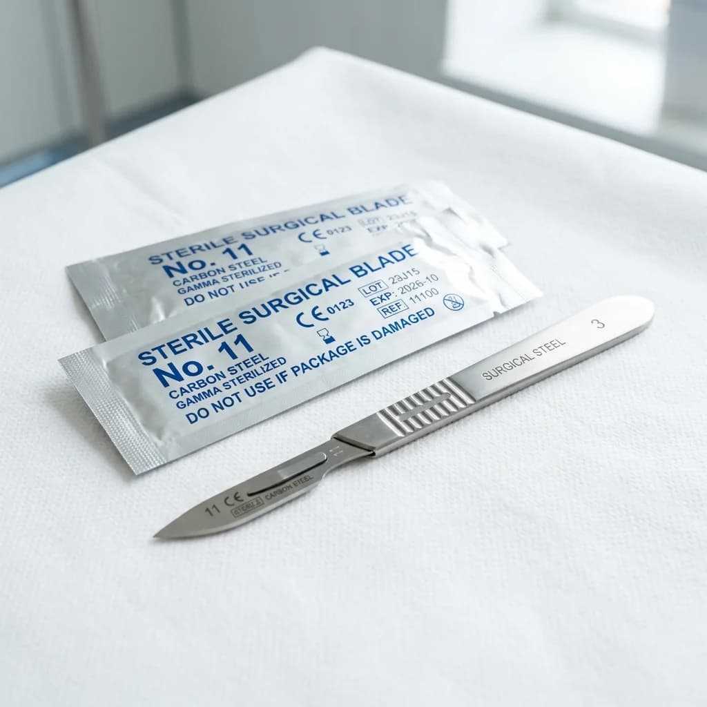 Sterile carbon steel surgical blades