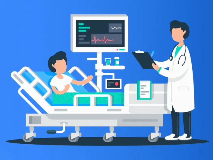 A clinician reviewing a patient chart at the bedside